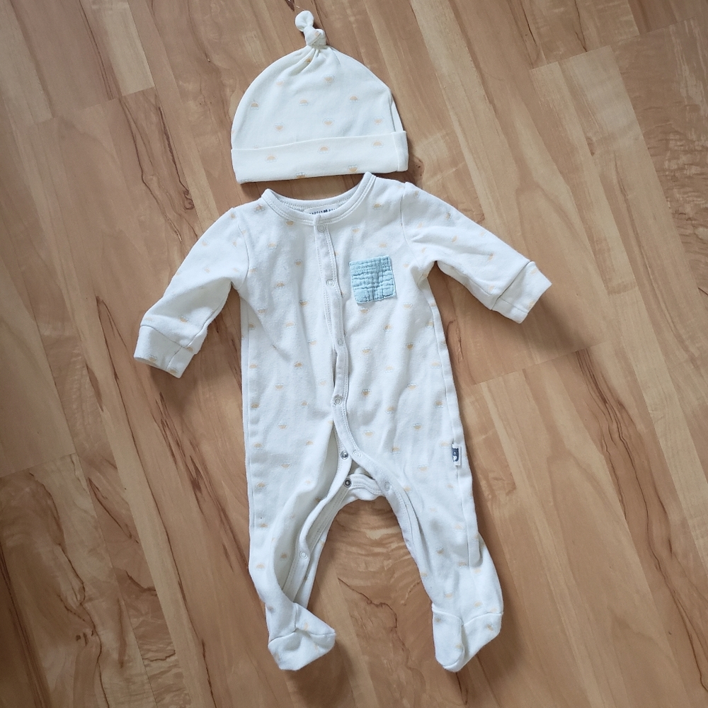 Rabbit & Bear Neutral Baby PJ & Hat set